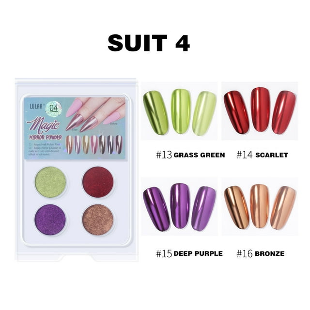 Fiudx Juego de Polvos para Uñas, Acabado Brillante de Sirena, Fácil Aplicación para Un Look de Salón, Decoración Versátil para Uñas y Manualidades, Perfecto para Uso Doméstico o Como Regalo, Caja de