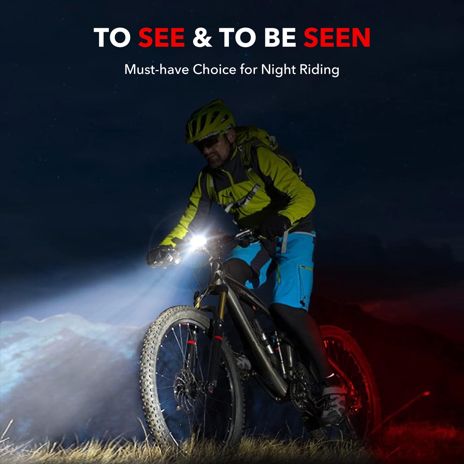 BN-LINK Bike Lights Front and Rear Set, USB Rechargeable 8+12 Modes Bicycle Lights, Waterproof Bike Lights Night Riding/Cycling