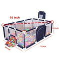 thumbnail image 2 of 91 Inch Large Kid Baby Playpen Playard With Basketball Hoop,Folding Breathable Mesh Infant Children Play Game Fence for Indoors Outdoors Home, 2 of 9