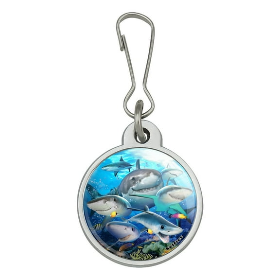 Shark Ocean Selfie Jacket Handbag Purse Luggage Backpack Zipper Pull Charm