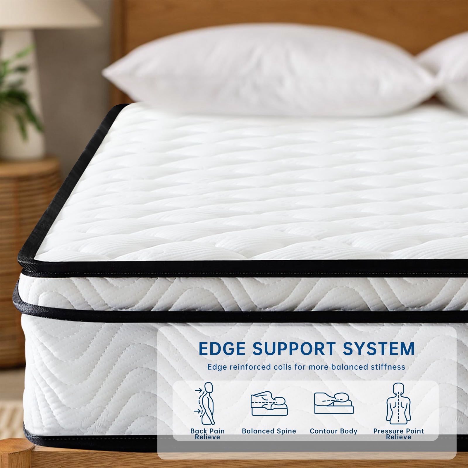 Twin Mattress, 8 Inch Hybrid Mattress in a Box, Gel Memory Foam Mattress, Individually Wrapped Pocket Coils Innerspring Mattress, Support & Pressure Relief, Medium Firm Feel, 39"*75"*8"