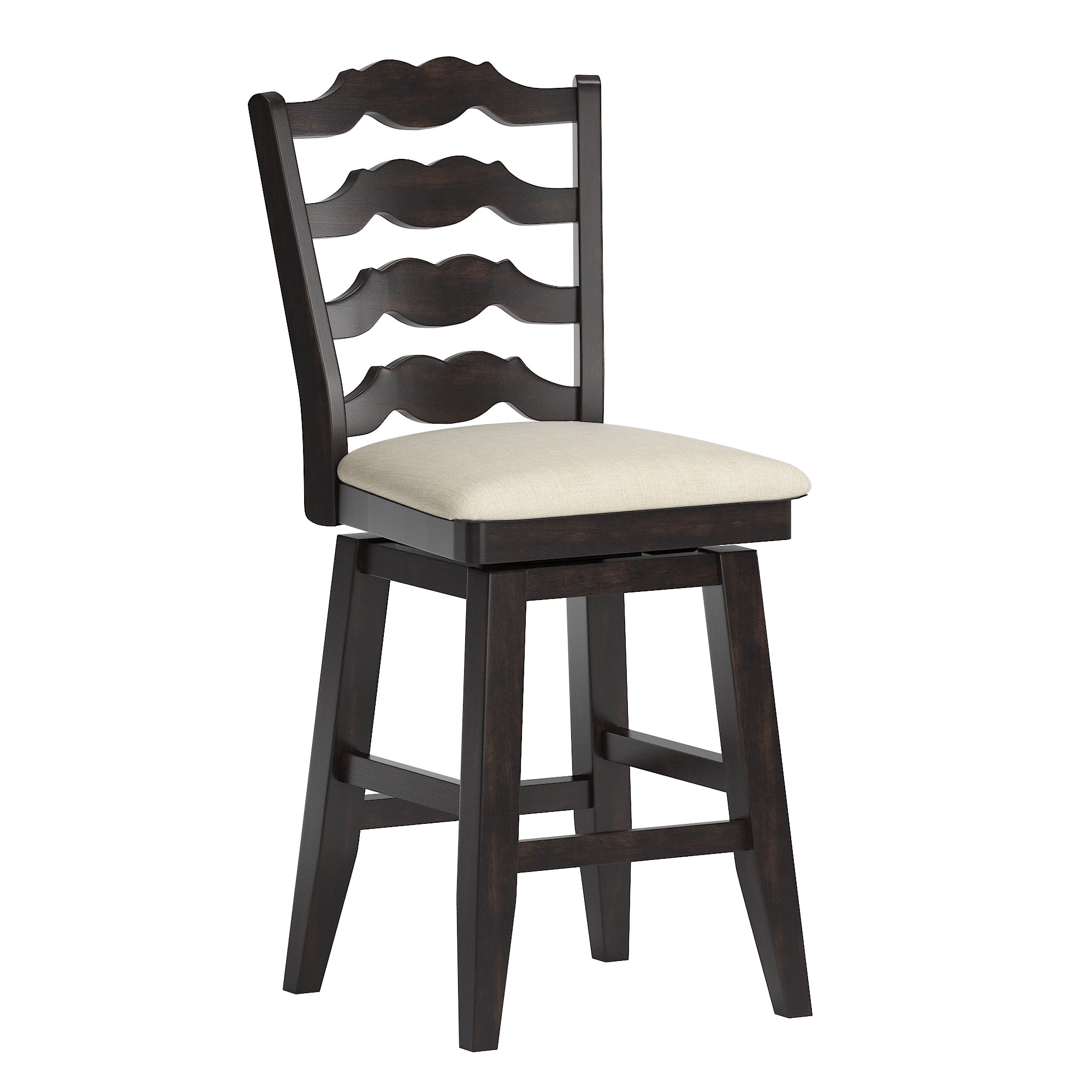 Weston Home Sheena Ladder Back 24" Wood Swivel Counter Stool, Antique Black