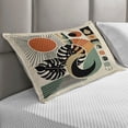 thumbnail image 2 of Ambesonne Monstera Quilted Pillowcover, Boho Mid Century Sun Leaf, 30" x 20", Cinnamon Black Beige, 2 of 2