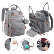 BabbleRoo Diaper Bag Backpack, Waterproof Travel Bag with Changing Pad, Original Baby Bag, Light Gray