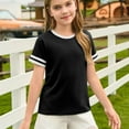 thumbnail image 4 of Xyxonk Girls Tops Kids Casual Crew Neck T Shirt 2025 Soft Blouses Summer Short Sleeve Solid Color Clothing 1-15 years Black, 4 of 7