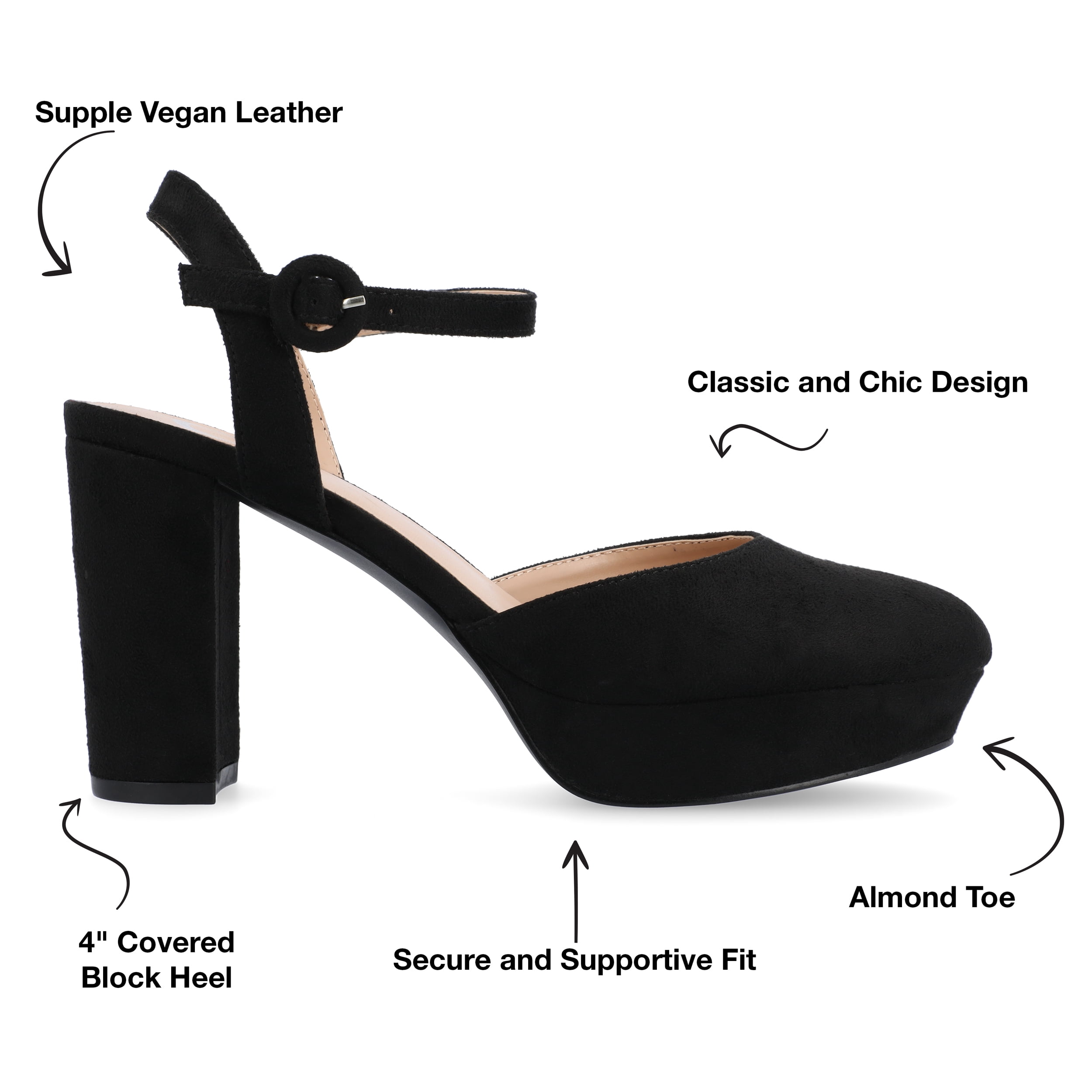 Journee Womens Roslynn Almond Toe High Block Heel Pumps, Widths Available