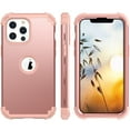 thumbnail image 5 of Mantto Compatible with iPhone 13 Pro Case,  3 Layer Hybrid Hard PC Soft Silicone Heavy Duty Shockproof Bumper Protective Phone Case Cover for iPhone 13 Pro, Rosegold, 5 of 8