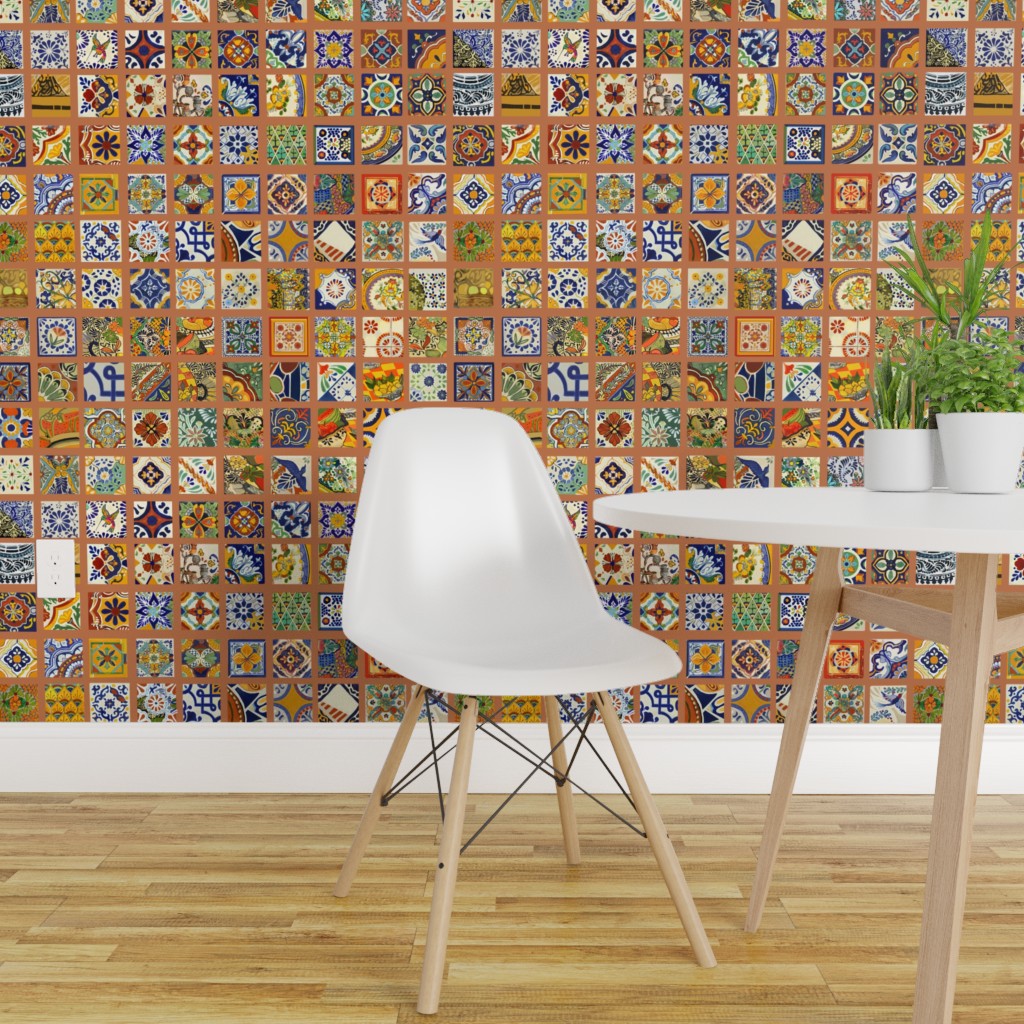 Peel-and-Stick Removable Wallpaper Talavera Mexican Tile Colorful Bold