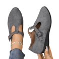 thumbnail image 6 of Willtoo Women Vintage T-Strap Faux Suede Wedge Flats Adjustable Buckle Low Heel Mary Jane Shoes Soft Non-Slip Retro Casual Walking Shoes, 6 of 6