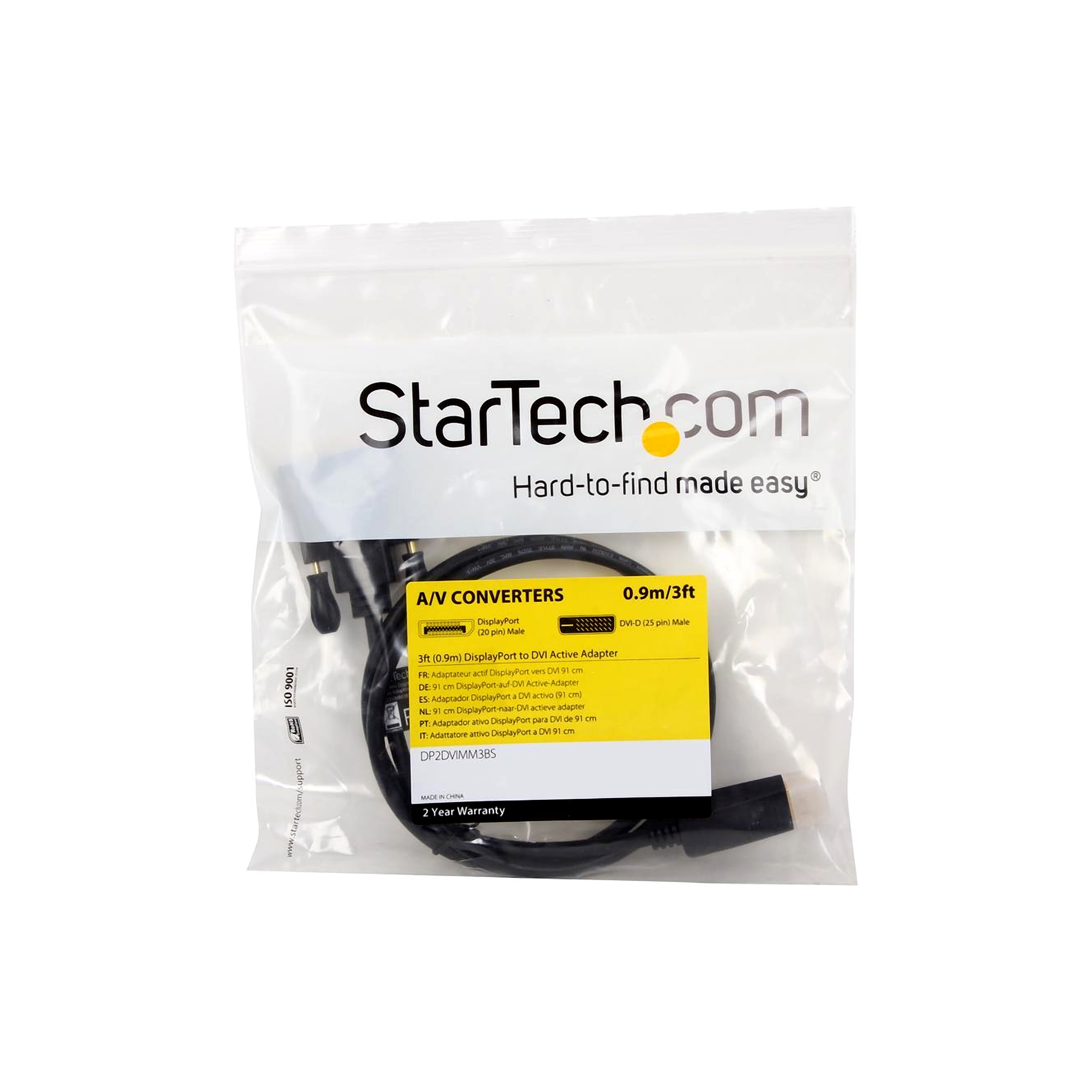 StarTech 3' Male DisplayPort to Male DVI Active Adapter Converter Cable