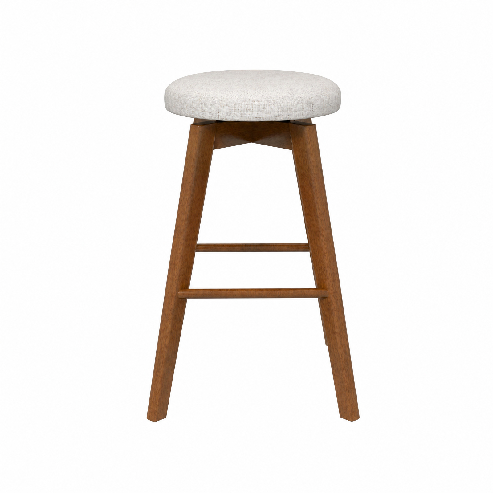 Furnibear 2 Pieces 26 Inch Backless Swivel Barstools with Linen Fabric Seat for Kitchen Island Counter Bar Pub Dining Home, Beige