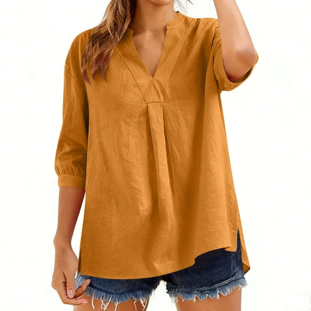TaTaai Women's 3/4 Sleeve Printed Top, Casual Loose Style, Smocked Cuffs, Soft Fabric, Versatile for Spring Winter Dating Wedding Vacation Gift