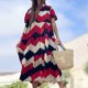 thumbnail image 1 of Puntoco Vestido Holgado Con Cuello Redondo Y Manga Corta Con Botones Para Mujer, Falda Larga, Color Rojo, Xxl,Regalos Para Mujer Joven, 1 of 9