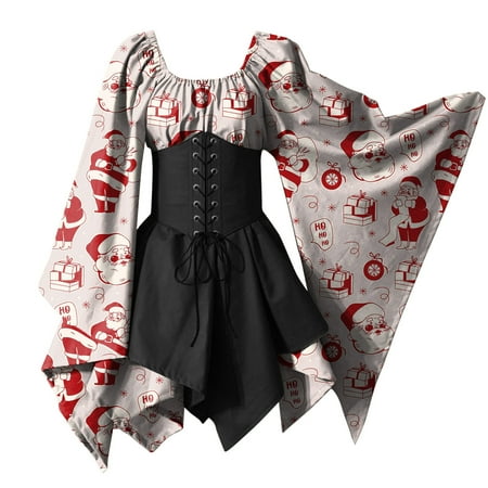 

Merry Christmas For Womens Trumpet Sleeve Irish Shirt Dress With Corset Traditional Dress Women M Gothic Retro Long Sleeve Corset Dress Sequin Party Mini