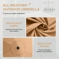 thumbnail image 5 of JONPONY 9FT Outdoor Patio Umbrella with Push Button Tilt and Crank, UV Protection & Waterproof, Market Table Umbrella with 8 Sturdy Ribs for Garden, Deck, Backyard, Pool, Khaki, 5 of 12