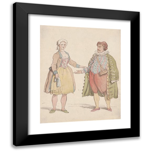 Thomas Rowlandson 12x14 Black Modern Framed Museum Art Print Titled - Oriental Costumes (ca. 1780-1825)