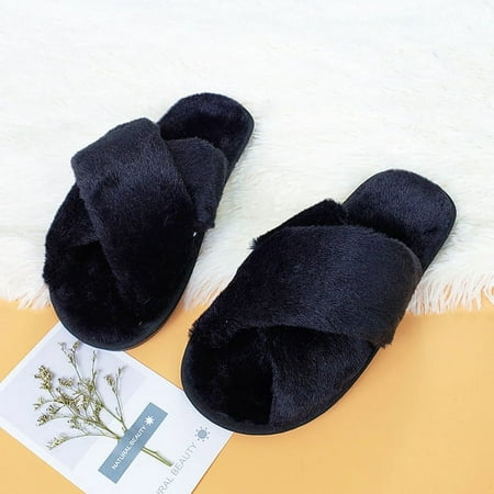 

CoCopeaunt BEVERGREEN Winter Women House Slippers Faux Fur Warm Flat Shoes Female Slip on Home Furry Ladies Slides Plus Size Wholesale