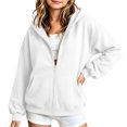thumbnail image 4 of Girls Zip Up Hoodie Fleece Sweatshirt Jackets with Pocket Full-Zip,Hooded Design,Long Sleeve,Solid Color,Casual Jacket,Fall Winter,Back to School Wear, 4 of 7