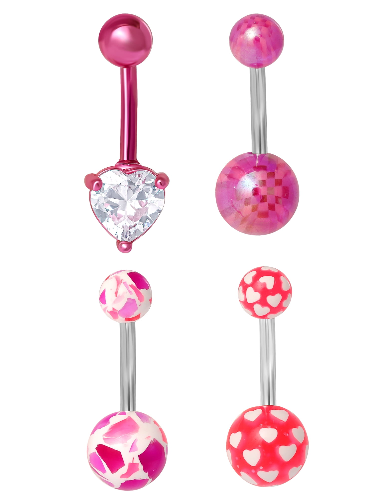 Hotsilver Women's 14G Surgical Steel Curved Barbells with Colorful Patterned Balls