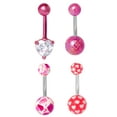 thumbnail image 6 of Hotsilver Women's 14G Surgical Steel Curved Barbells with Colorful Patterned Balls, 6 of 6