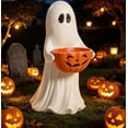 thumbnail image 5 of Ghost Pumpkin Candy Bowl Halloween Decorations, 11 Inch Ghost Bucket Halloween Party Decorations, Decorative Ghost Statue for Front Porch Yard Indoor, 5 of 5