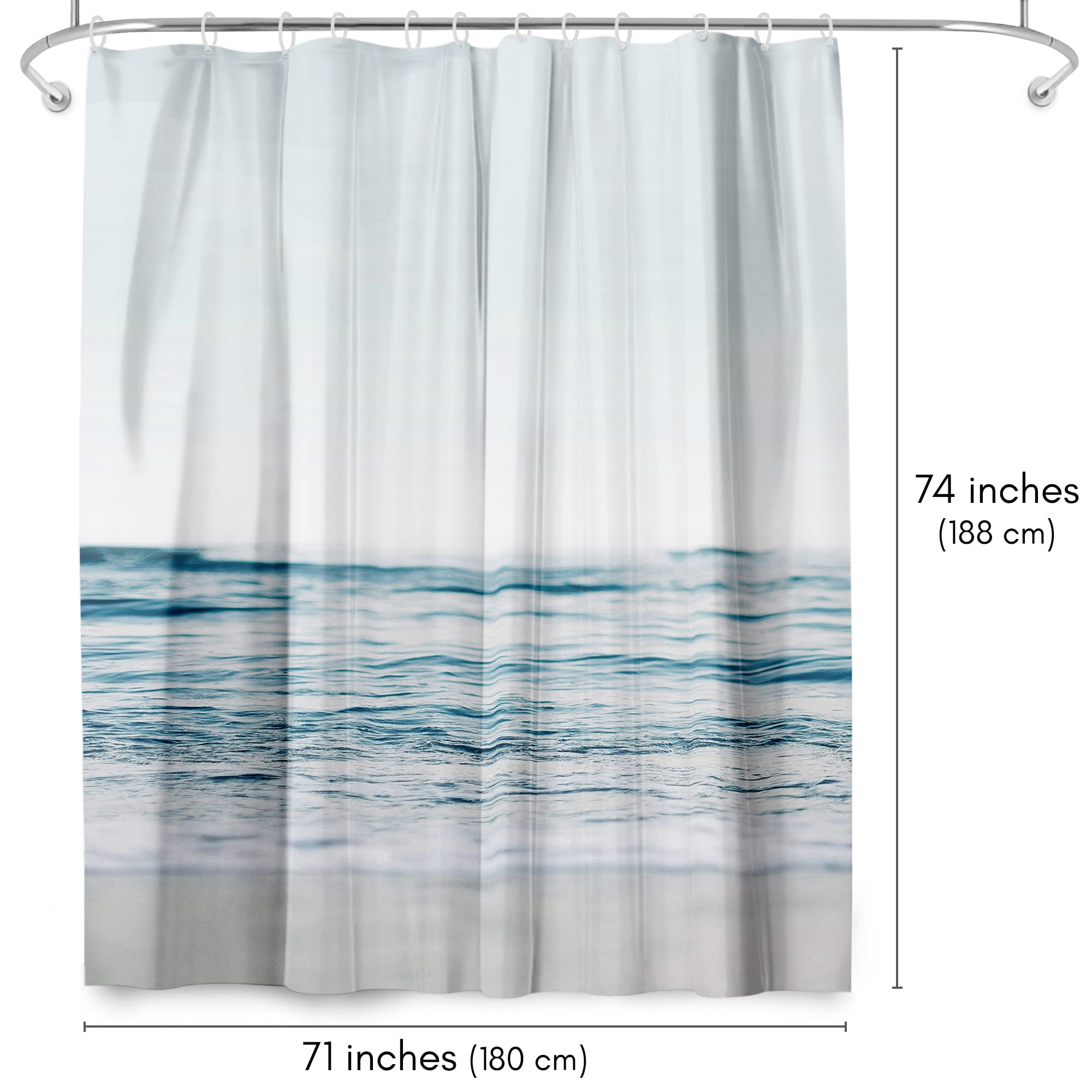 Americanflat 71x74 Blue Wave and Sand Shower Curtain - 100% Polyester Shower Curtain