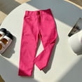thumbnail image 5 of Vornjynx Girls Cotton Pants High Waist Lightweight Straight Fit Summer Casual Comfort Pants Hot Pink Size 3, 5 of 10