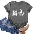 thumbnail image 2 of Pxiakgy Liquidation! T-Shirts de Pâques Col Rond pour Femmes Joyeuses Pâques Lapin avec Lunettes Blouse Décontractée Graphique Printemps Hauts Colorés Tee Femmes Topseaster Manches Courtes Chemise Décontractée Mode Gris TG, 2 of 5