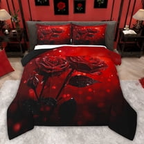 Castle Fairy Teens Red Rose Twin Comforter Sets,Flower Bedding Set