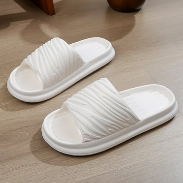 Nvzi -b Slippers for Women and Men Non Slip Quick Drying Shower Slides Bathroom Sandals ，Ultra Cushion ，Thick Sole（Size：38-39，White）