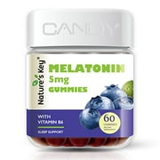 Nature's Key Melatonin Gummies for Kids & Adults, 2.5mg 5mg or 10mg Dose Nighttime Sleep Aid Gummy with Vitamin B6, Natural Blueberry Flavor 60 Count