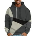 thumbnail image 2 of UVEASISHA Men's Graphic Hoodies Pullover Geometric Colorblock Print Drawstring Pullovers Fashion Regular Fit Hooded Sweatshirt with Pocket Sales Today,Gray,XL, 2 of 5
