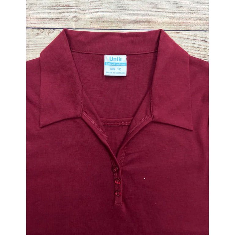 unik Girl's Uniform Triple Button Collar Shirt Short Sleeve
