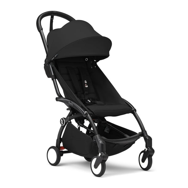 Stokke YOYO3 Stroller from 6 Months - Includes Black Frame, Seat Cushion & Canopy - Folds in & Out in a Flash - Light & Compact - Carry-On Compatible