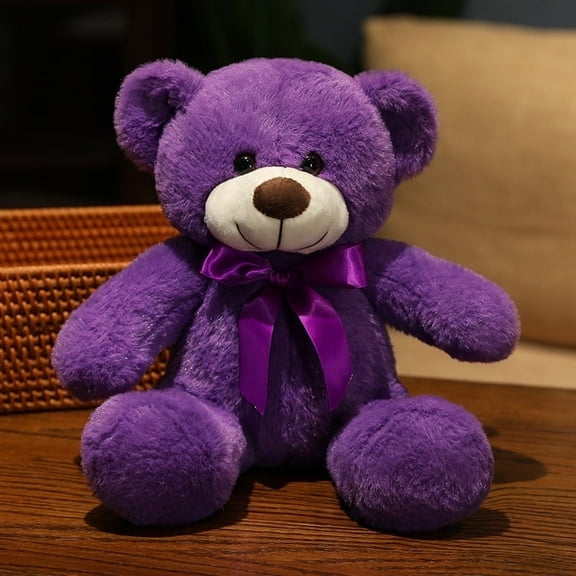 1pcs Bear Stuffed Animal Bears Plush Doll Cute Bear Toy 13.78 inch for Christmas Valentine's Day(Purple Bear)