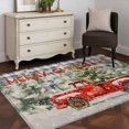 thumbnail image 3 of 3'x5' Area Rugs, Blue Plaid Christmas Indoor Outdoor Area Rug for Living Room Bedroom, Red Truck Xmas Tree Snowflake Washable Bathroom Rugs Kitchen Floor Carpet Mats Home Decor Aesthetic, 3 of 8