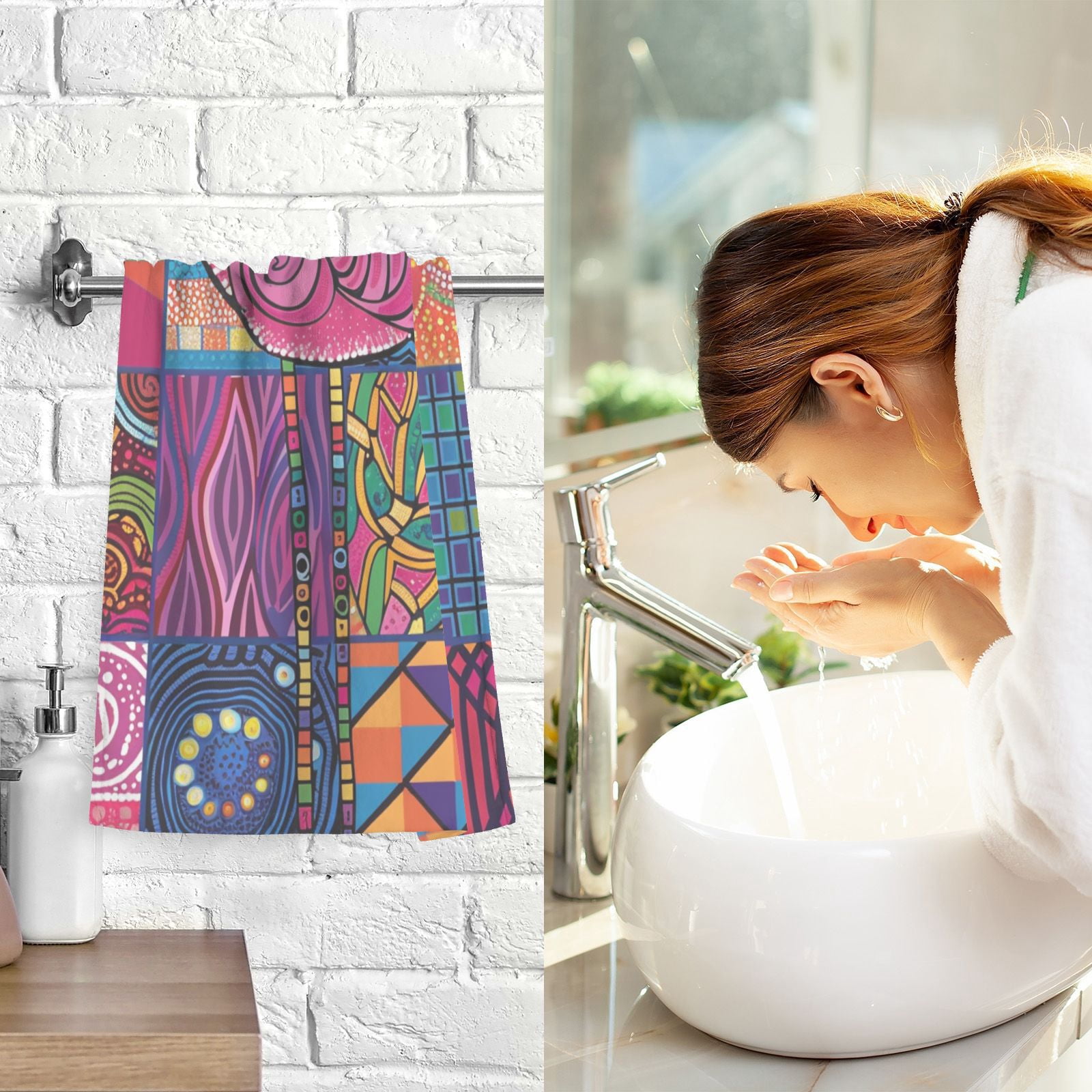 Retro Flamingo Hand Towels Cotton Bath Towels Large Face Towels Absorbent for Bathroom 2 Packs