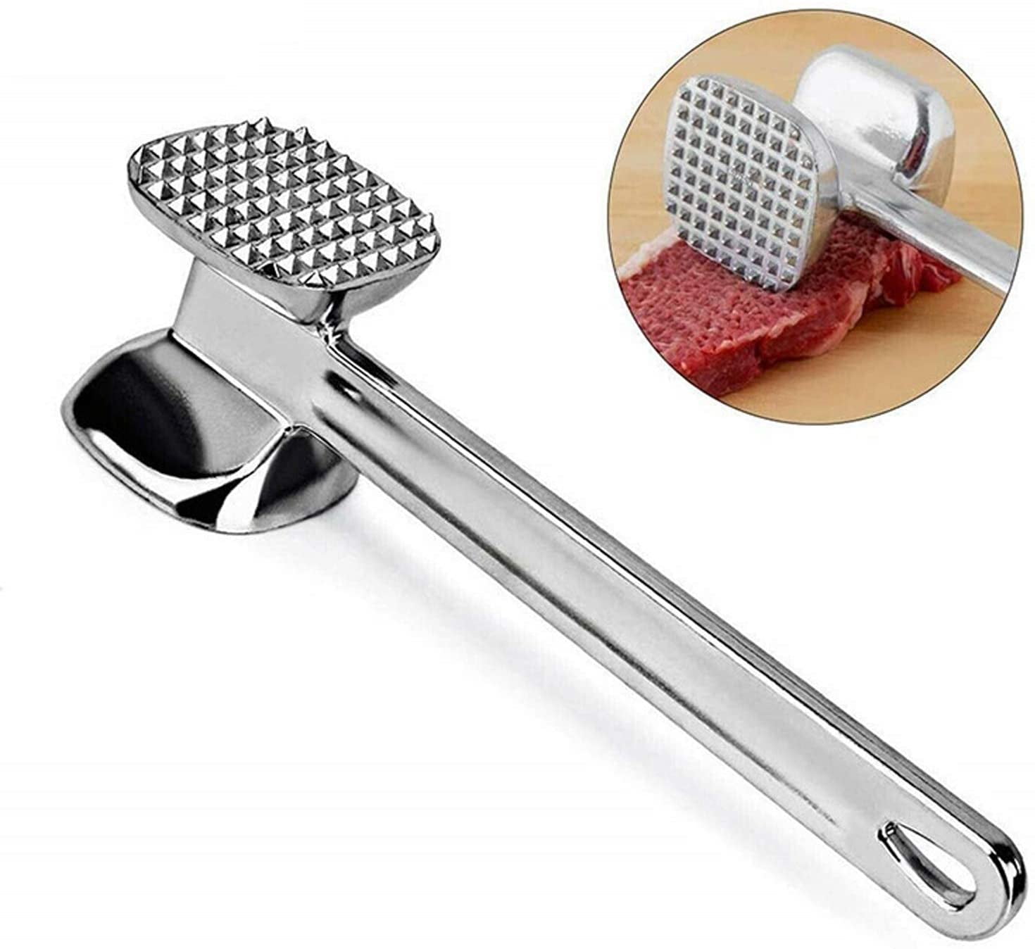 Stainless Steel Double-sided Meat Hammer Picnic Barbecue Meat Cooking Tool
