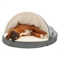 thumbnail image 1 of Furhaven Pet Dog Bed - Memory Foam Round Cuddle Nest Faux Sheepskin Snuggery Blanket Burrow Pet Bed with Removable Cover for Dogs and Cats, Gray, 35-Inch, 1 of 4