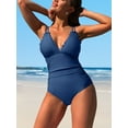 thumbnail image 5 of Asoul Scalloped One Piece Swimsuit Women Ruched Tummy Control Bathing Suit Cut Out Monokini Swimwear, 5 of 6