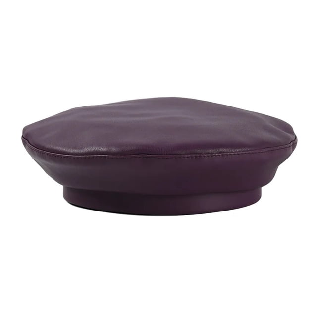 Chapeau d'Hiver Rose Rouge en Cuir Pu Bérets Français pour Femmes Bonnet Rétro Solide pour Dames, Matériau Premium