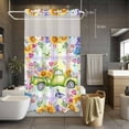 thumbnail image 5 of Spring Floral No Hooks Shower Curtain with Snap-in Liner Green Truck Watercolor Colorful Flowers Butterfly Rainbow Plaid Shower Curtains for Bathroom, Waterproof, Easy Install, Washable 36"x78", 5 of 9