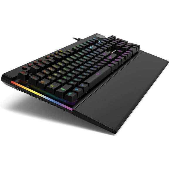Monster Alpha 5.0 LED Mechanical Gaming Keyboard, RGB Backlit Keys, Anti-Ghosting, Programmable Lighting, Magnetic Palm Rest for PC Gaming