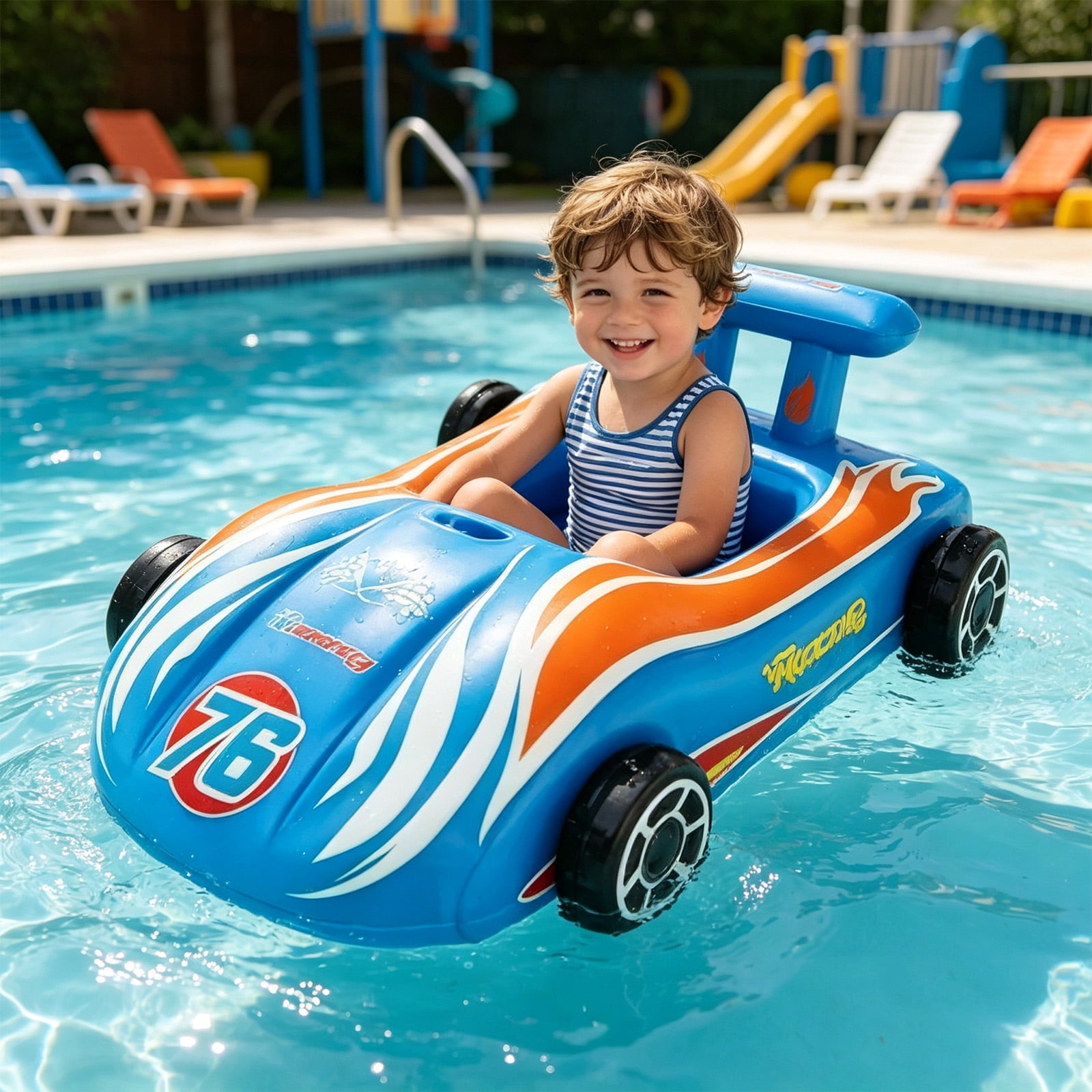 Pool Floats K-ids Toys with Water Gun - Inflatable Ride-on Pool Toys for Ki-ds Race Car Tod-dlers Pool Float Summer Outdoor Swimming Pool Toys Games for Users Fun Summer Water Toys B