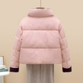thumbnail image 4 of Women's Winter Warm Short Cotton Padded Jacket Stand Collar Baggy Zip Up Short Quilted Jacket Outerwear (L, Pink), 4 of 5