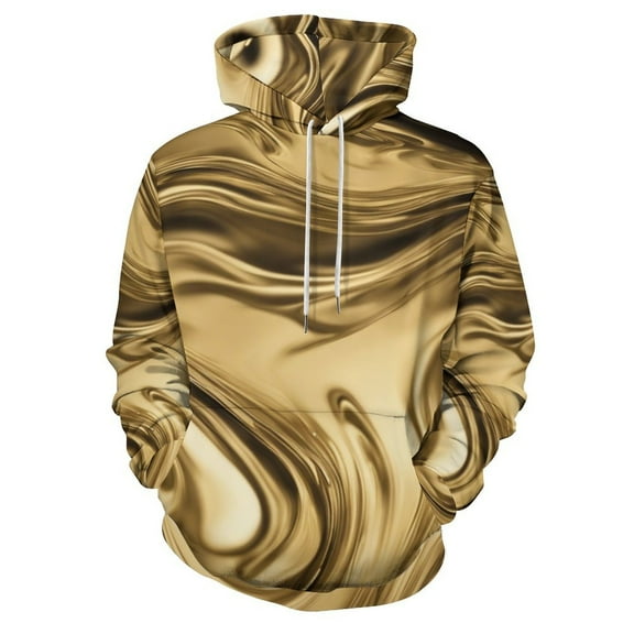POBUDS Hoodie, Regular Fit Sporty Pullover Hooded Sweatshirt for Men Women Gold Liquid Gradient S