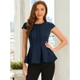 thumbnail image 3 of DARING DIVA Women's Elegant Round Neck Solid Color Cap Sleeve Blouses XL Dark Blue, 3 of 6