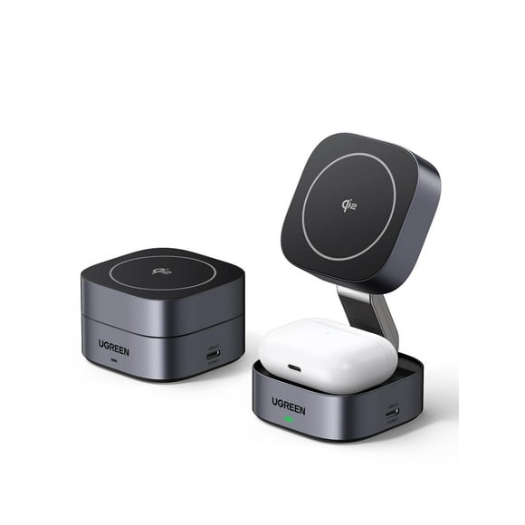 Estación de carga UGREEN 2 en 1 Qi2 Magnetic para iPhone y Airpods