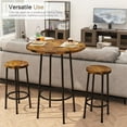 thumbnail image 6 of Cvortll 3 Piece Pub Dining Set, Modern Round bar Table and Stools for 2 Kitchen Counter Height Wood Top Bistro Easy Assemble for Breakfast Nook Living Room Small Space Restaurant, Rustic Brown, 6 of 7