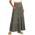 thumbnail image 5 of GUACER Women's High Waisted Tiered Maxi Skirt with Pockets Boho A-Line Flowy Long Skirt Lightweight Summer Swing Skirts, 5 of 8